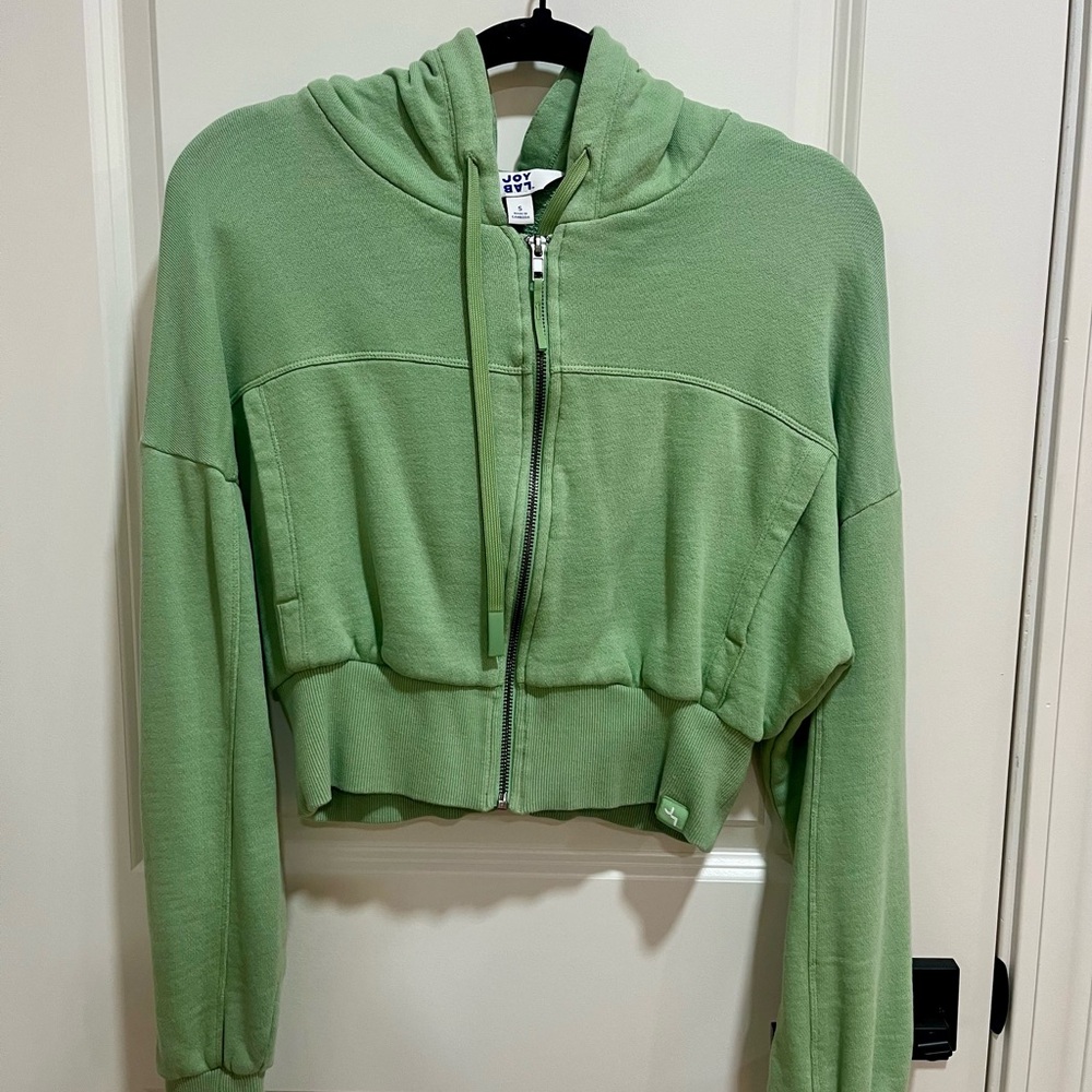 JoyLab Green Cropped Hoodie Sweater